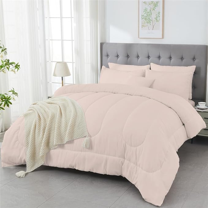 3 Piece Solid Color All Season Bedding Comforter Set Microfiber Soft Lightweight Bedding Set for Kids Teens Adults Room Decor with 1 Comforter and 2 Pillowcases Twin