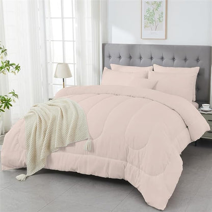 3 Piece Solid Color All Season Bedding Comforter Set Microfiber Soft Lightweight Bedding Set for Kids Teens Adults Room Decor with 1 Comforter and 2 Pillowcases King