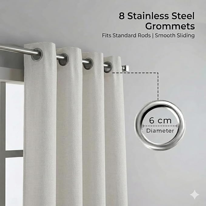 Urban Villa Cotton Grommet Curtains 42x84 (2 Panels) Ivory