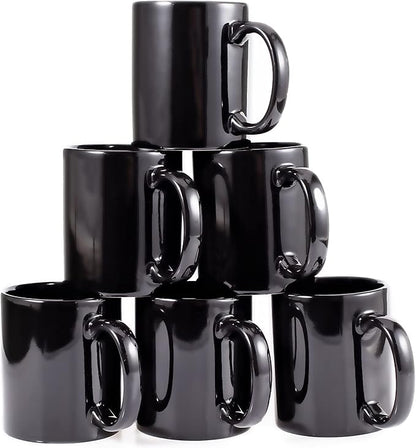 BYCNZB 12oz coffee mug set of 6 Coffee Mugs for Coffee, Tea, Cocoa, Milk（black）