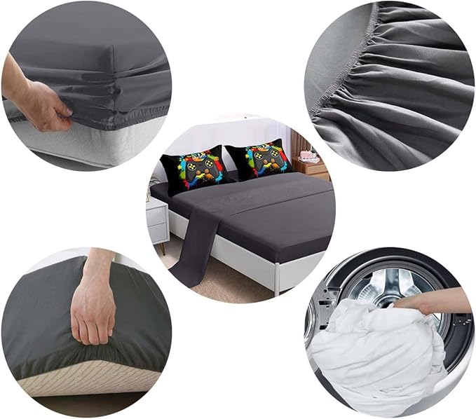 Gamer Comforter Set Gaming Twin Size,Video Game Controller Comforter for Boys Kids Adult 3D Gamepad Microfiber Bedding Sets 5 Pieces Bed in A Bag Sets30019,Twin