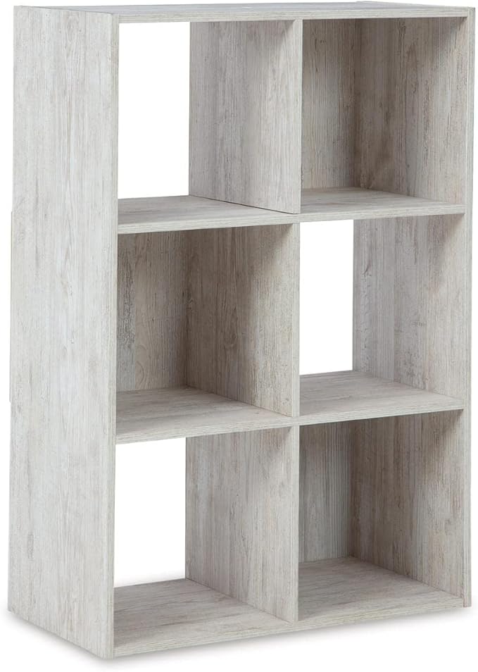 Signature Design by Ashley Paxberry Coastal 6 Cube Storage Organizer or Bookcase, Whitewash