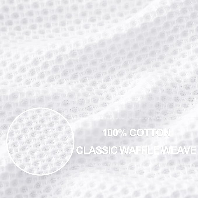 Homaxy 100% Cotton Waffle Weave Kitchen Towels, 3-Pack, White | 13 x 28 Inches, Ultra Soft Absorbent Dish Towels, Quick Drying Cleaning Towels