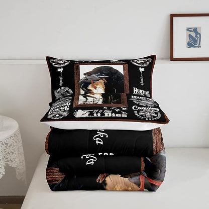 Feelyou Duck Hunting Comforter Hunting and Fishing Bedding Set for Kids Boys Girls Dog Hunter Comforter Set Wild Animal Inner Fill Duvet Set 1 Comforter Set with 2 Pillowcases Full Size