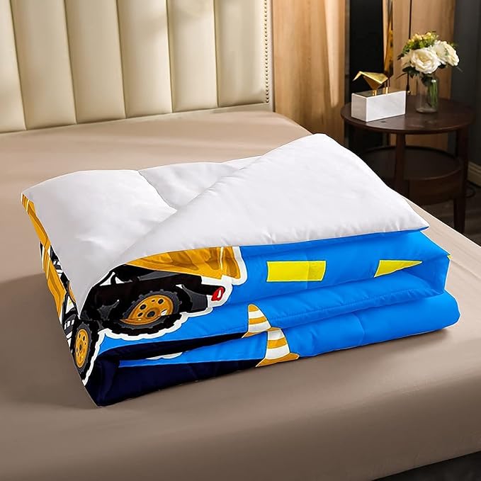 Truck Comforter Set Boys King Bedding Sets Kids Excavator Equipment Truck Down Comforter Construction Vehicle Quilt Duvet Set Cartoon Machinery Truck Gear Duvet Set Bulldozer Tractor Cars,Colorful
