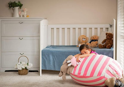 Wekapo Stuffed Animal Storage Bean Bag Chair Cover for Kids | Stuffable Zipper Beanbag for Organizing Children Plush Toys Large Premium Cotton Canvas (Pink, XX-Large)