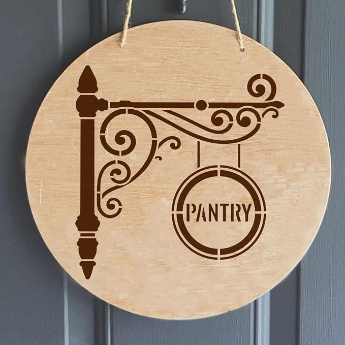 FINGERINSPIRE Pantry Stencil with Paint Brush 11.8x11.8inch Reusable Kitchen Sign Drawing Template Decorative Pantry Sign Pattern Stencil for Painting on Wall Wood Home Kitchen Restaurant Decoration