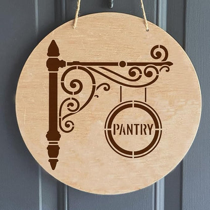 FINGERINSPIRE Pantry Stencil with Paint Brush 11.8x11.8inch Reusable Kitchen Sign Drawing Template Decorative Pantry Sign Pattern Stencil for Painting on Wall Wood Home Kitchen Restaurant Decoration
