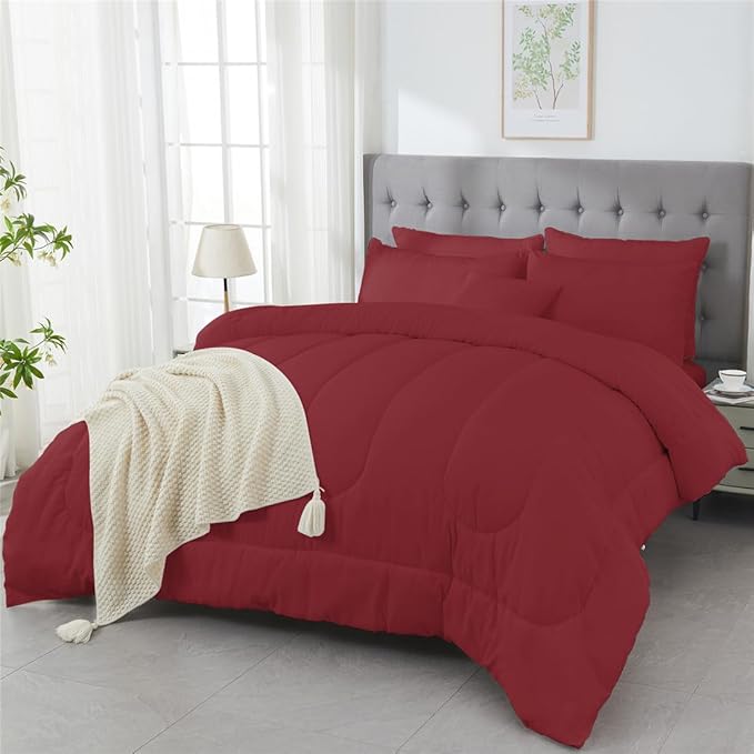 3 Piece Solid Color All Season Bedding Comforter Set Microfiber Soft Lightweight Bedding Set for Kids Teens Adults Room Decor with 1 Comforter and 2 Pillowcases Full