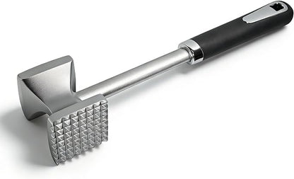 Aluminum Meat Tenderizer Hammer, Dual-Sided Meat Mallet with Grip | Dual-sided aluminum meat tenderizer with textured and smooth sides for tenderizing, flattening, and crushing meats and foods