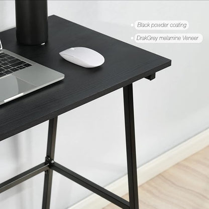 FurnitureR Home Office Computer Desk, Compact Writing Desk Study Desk with Metal Frame for Apartment, Dorm, Bedroom, Small Space (39.4 Inch, Black)