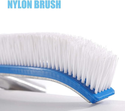 HOSKO Swimming Pool Brush for Wall Tile,Pole Length Adjustable 10FT,18.5" Polished Aluminum Back Cleaning Brush Head Nylon Bristle for Pool Cleaning（10 FT）