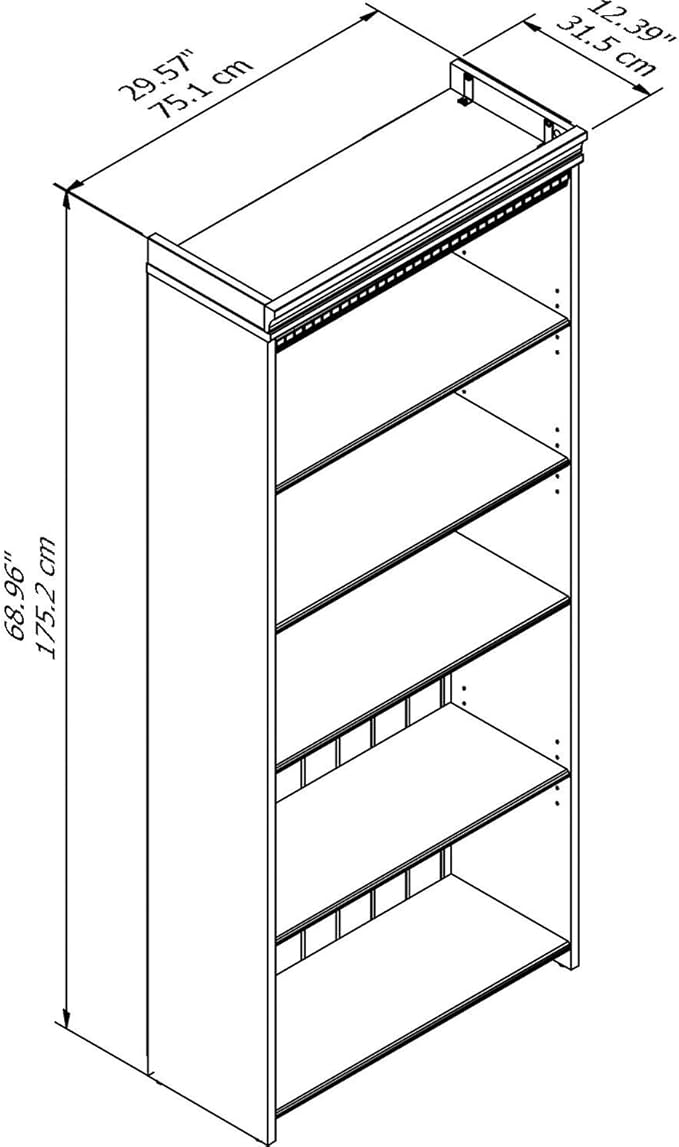 Bush WC53565-03 Fairview 5-Shelf 69-Inch H Bookcase, Cape Cod Gray
