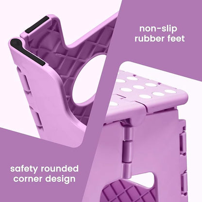 ACSTEP Foldable Step Stool for Adults 13 Inch, 300 lbs, Light Purple | Lightweight Stepping Stool with Handle and Non-Slip Surface, for Reaching Kitchen Cabinets, Bathroom Shelves and Closets