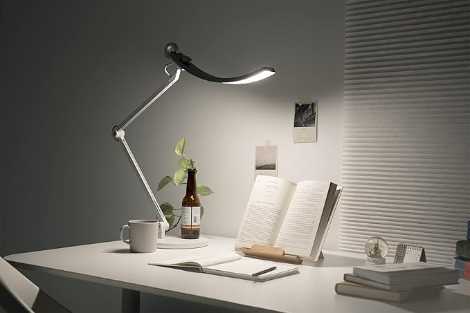 BenQ WiT e-Reading Desk Lamp | Eye-caring for Home Office, Reading, Study, Craft | Ultrawide, Bright, Dimmable with 13 Colour Modes | Adjustable Arm | Matte Silver