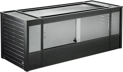 New Age Pet ECOFLEX 60 in Mojave Reptile Lounge in Espresso Black, Durable Wood Plastic Composite Habitat with Vented Side Panels, Removable Sliding Glass Doors, and Mesh Screen Top for Lamp Setup,