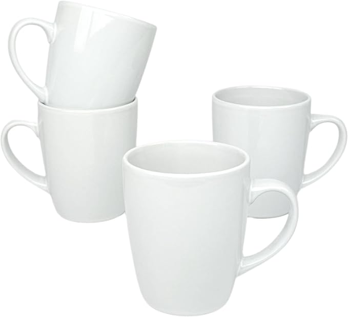 Coupe Stoneware Set of 4 Coffee Mugs, White