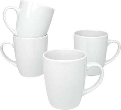 Coupe Stoneware Set of 4 Coffee Mugs, White