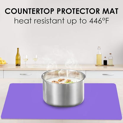 Extra Large Silicone Mats For Kitchen Counter, 27.6'' x 16'' Nonskid Silicone Placemats for Kids, Nonstick Purple Silicone Mat for Baking Crafts, Silicone Dab Mat Heat Resistant, 1Pack