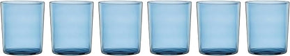 Oneida Stackables Blue Drinking Glasses, Set of 12 | glass, dishwasher safe | 6 short 8.5oz and 6 tall 14oz glasses | vibrant blue stackable design | 2.5 inch