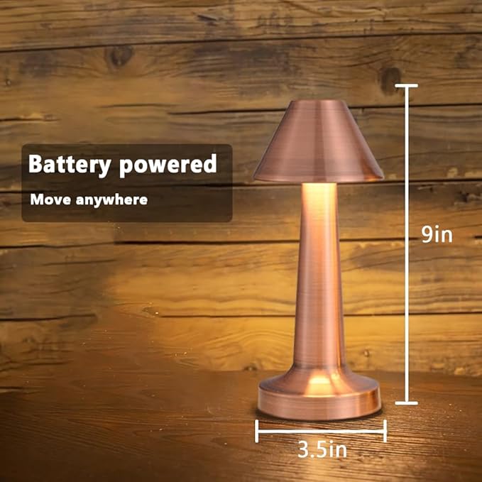 Portable LED Table Lamp, 3-Levels Brightness Metal Desk Lamp, 3 Color Touch Control Rechargeable Lamp, Night Light, Bedside Lamp,Dining Room Lamp (Red)