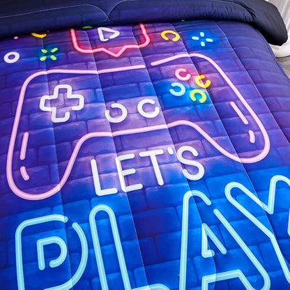 Gamer Bedding Sets for Boys,Twin Comforter Set for Boys,Gaming Comforter Set for Boys,Kids Bedding Twin with 2 Gamer Pillowcases,Microfiber Boys Bed Set,All Season Use
