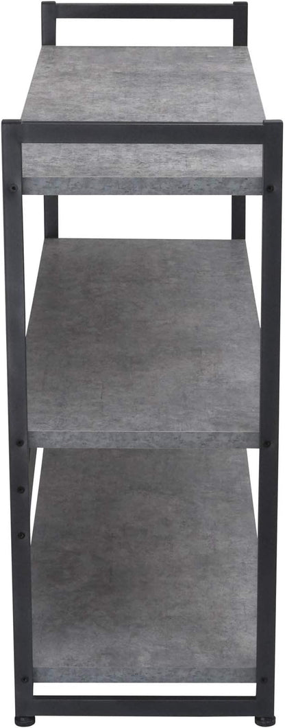 Household Essentials 3 Tier Storage Shelf with Minimalist Metal Frame | 40.5" W x 32.5" H x 13.75" D | Slate Faux Concrete, Grey