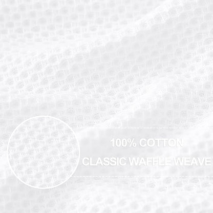 Homaxy 100% Cotton Waffle Weave Kitchen Dish Towels 8-Pack, White | 13 x 28 Inches, Ultra Soft Absorbent Dish Towels, Quick Drying Cleaning Towels