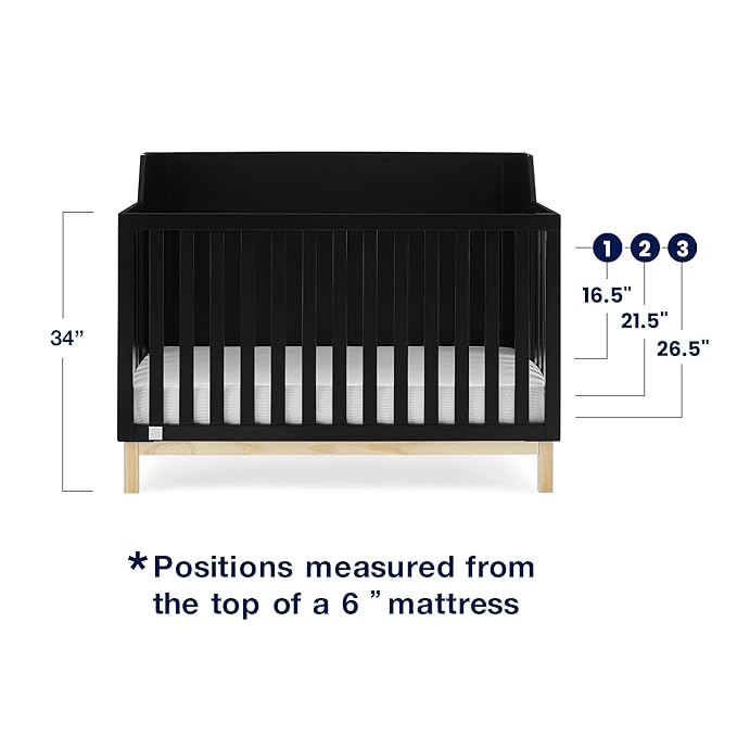 GAP babyGap Oxford 6-in-1 Convertible Crib - Greenguard Gold Certified, Ebony/Natural