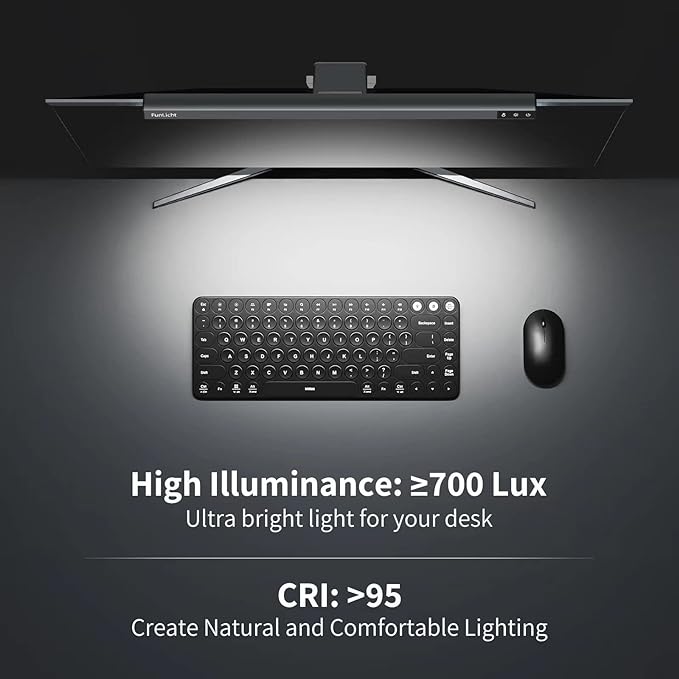 Monitor Light Bar, Computer Monitor Lamp for Eye Caring LED Stepless Dimming Screen Light Bar, Touch Control Desk Lamp for Desk/Office/Home/Game, Silver Gray