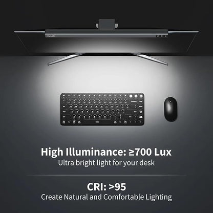 Monitor Light Bar, Computer Monitor Lamp for Eye Caring LED Stepless Dimming Screen Light Bar, Touch Control Desk Lamp for Desk/Office/Home/Game, Silver Gray