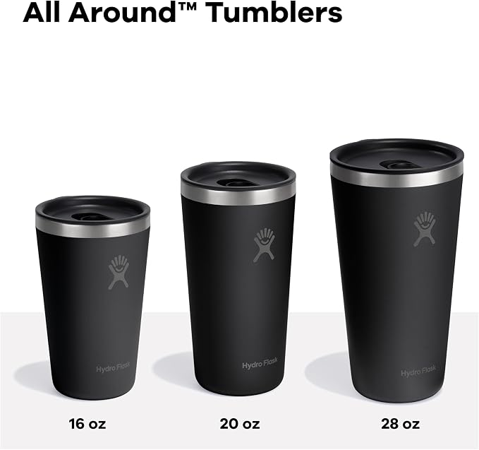 Hydro Flask All Around Tumbler Press-In Lid, Insulated Travel Mug, Stainless Steel Coffee Cup 20 Oz Tonal Black