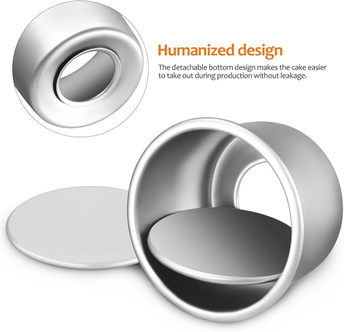 2Inch Cake Pan Set of 4, Nonstick Stainless Steel Smash Cake Pans, Round Mini Cake Pans Tin Small Size for Baking Muffin Fondant Cheesecake Mold Healthy Dishwasher Safe