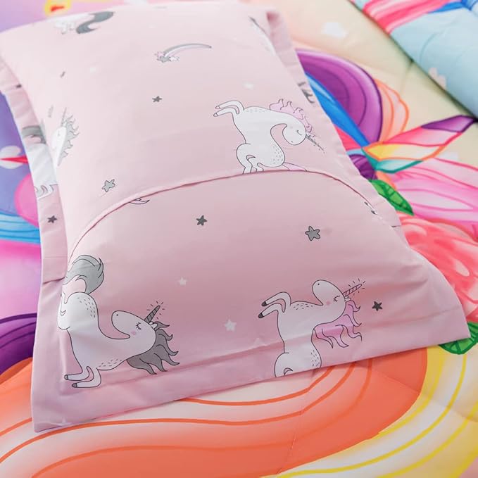 ADASMILE A & S Unicorn Comforter Set Full with Sheets 6 Pieces Floral Pink Unicorn Bedding Set for Girls Kids Unicorn Sheets Soft Bed-in-a-Bag Comforter Reversible Bed Comforter Set for Home Decor