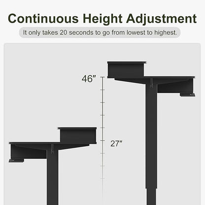 BANTI Height Adjustable Electric Standing Desk with 4 Drawers, 63 x 24 Inch Table with Storage Shelf, Sit Stand Desk, Black Top
