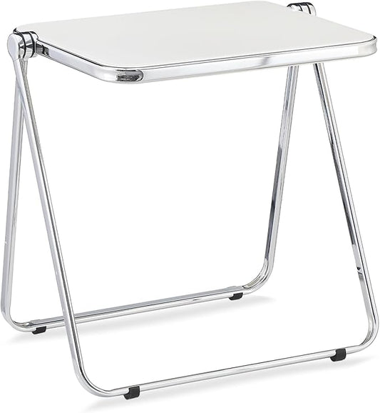 KAIHAOWIN Folding TV Tray Table Acrylic Foldable Table No Assembly Required Tiny Desk for Home Office Side Table Small Computer Desk for Small Spaces-White