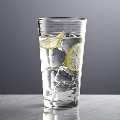 Le'raze Set of 16 Heavy Base Ribbed Durable Drinking Glasses Includes 8 Cooler Glasses (17oz) and 8 Rocks Glasses (13oz), Clear Glass Cups - Elegant Glassware Set