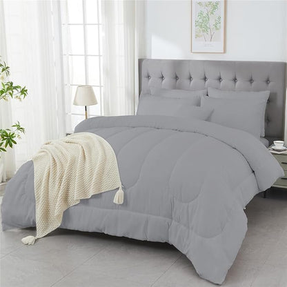 3 Piece Solid Color All Season Bedding Comforter Set Microfiber Soft Lightweight Bedding Set for Kids Teens Adults Room Decor with 1 Comforter and 2 Pillowcases Twin