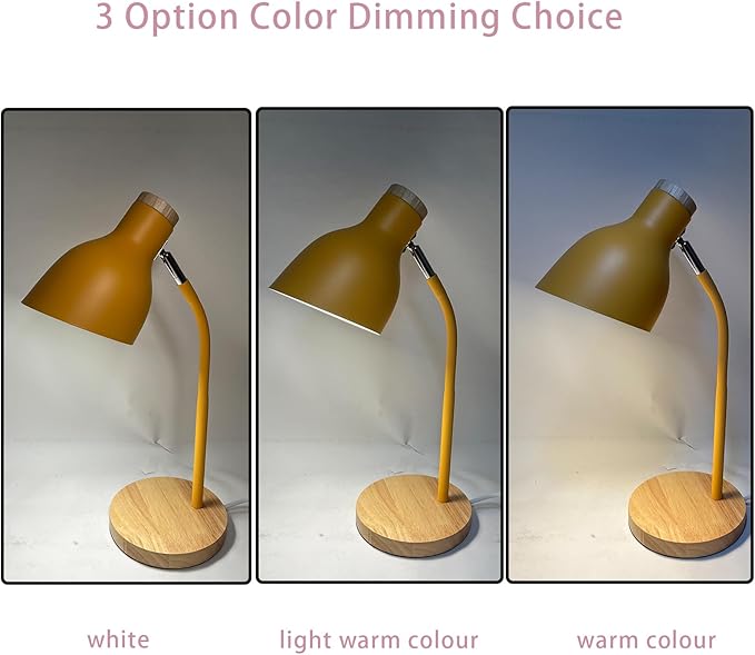 Himmel Desk Lamp, Adjustable Metal Table Lamp, Children's Table Lamp for Bedroom, Living Room, E27 Socket Reading Next to Lamp (Yellow)