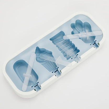 4 Pack Blue Bear Paw Silicone Popsicle Molds - Food Grade with Lids & Sticks, Ice Cream Molds for Kids Family, Homemade Frozen Treats Maker