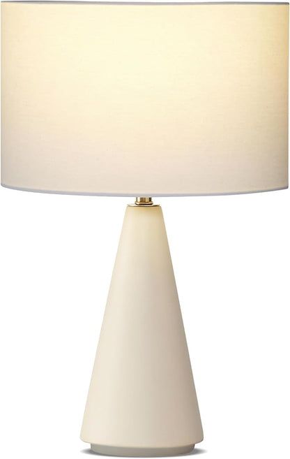 Brightech Nathaniel LED Table Lamp - Modern White Cement Tower Table Lamp for Bedside, Nightstand, Desk - Cozy Soft White Light for Living Room, Bedroom