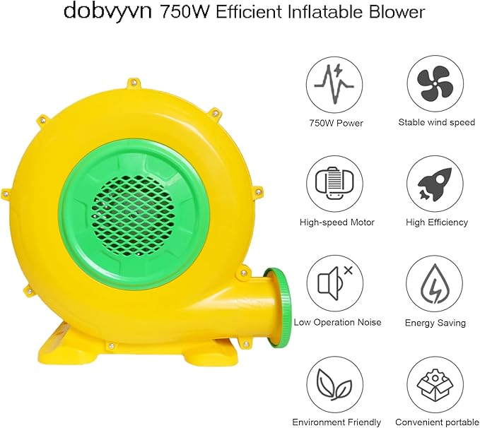 Air Blower 750 Watts, Bounce House Blower for inflatables Jump House, Inflatable Castle and Jump Slides, Efficient and Convenient Commercial Inflatable Blower for Bounce House (Style B-750W)