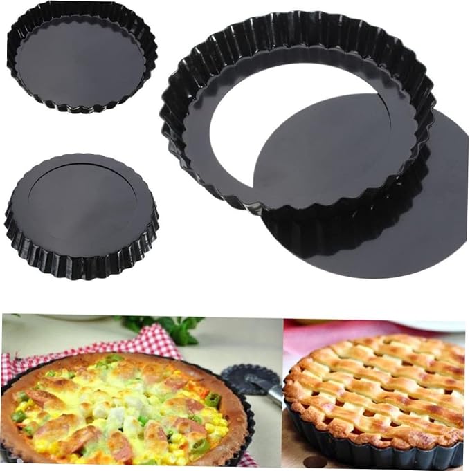 IMIKEYA 2pcs Non-stick Cake Molds Live Bottom Tart Pizza Pans for Baking Pies Quiches and Desserts
