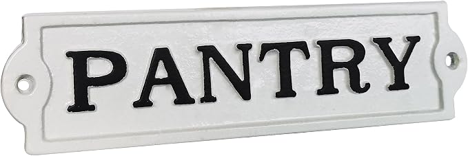 Farmhouse Decor Metal Pantry Signs - Cast Iron Door Room Plaques with "Pantry"