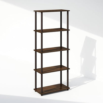 Furinno Turn-N-Tube 5-Tier Multipurpose Compact Display Rack, Shelving Unit, Bookcase, Walnut/Brown