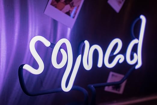 Amped & Co Squad Neon Desk Light, Real Neon, Purple, Large 11x12.2, Home Decor Neon Signs For Unique Rooms