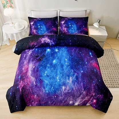 Purple Comforter Set for Girls,Galaxy Comforter Set for Boys Kids,Space Bedding King,Kids Comforter Set for Girls,Galaxy Bedding Set King with Pillowcases