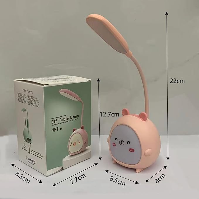 LED Desk Lamp，Mini Dog Night Light,Portable LED Table Light, Cute Foldable USB Rechargeable Reading Light Bedroom Children's Bedside Study (Pink)