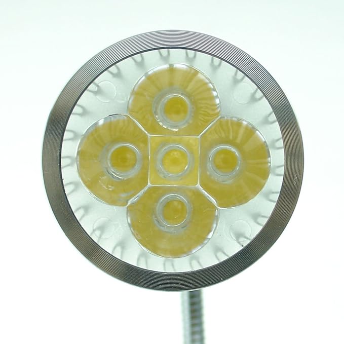 5W 5x1W Warm White 19.68inch Clamp Clip on Gooseneck High Power LED Desk Table Light Lamp Ultra Bright Silver