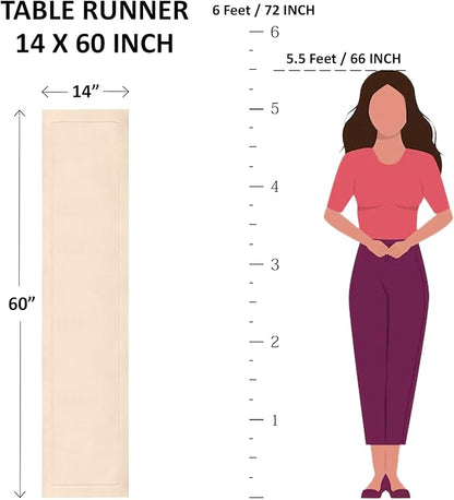 Solino Home Linen Table Runner 60 Inches - 100% Pure Linen Garden Green Hemstitch Table Runner 14 x 60 Inch Ideal for Dresser and Coffee Tables - Classic Hemstitch
